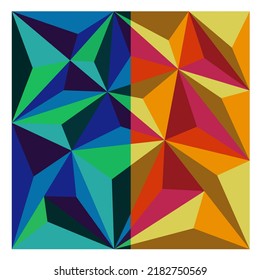 Vector isolated multicolored geometric abstraction triangle polygons art in square