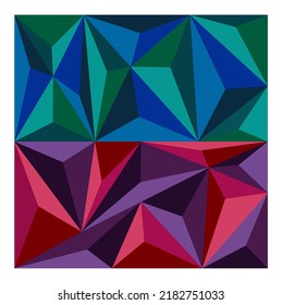 Vector isolated multicolored geometric abstraction triangle polygons art in square