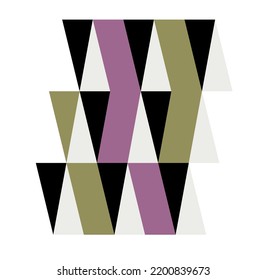 Vector isolated multicolored geometric figures triangles pattern violet green and black