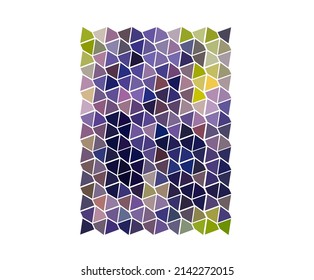 Vector isolated multicolored geometric pattern ornament of many small repeating triangle elements