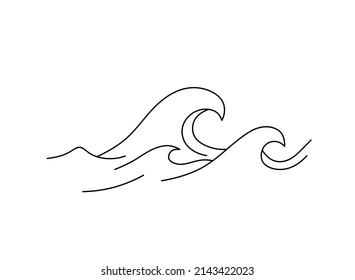 Vector isolated multiple high waves colorless black line simple graphic drawing  