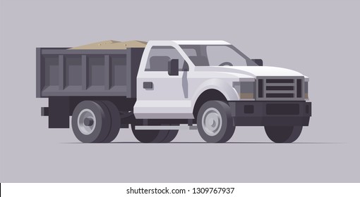 Vector isolated municipal redi-deck pickup truck with sand