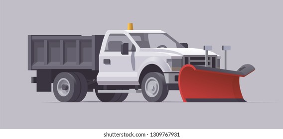 Vector isolated municipal snow plow removal pickup truck