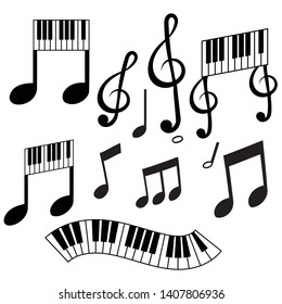 Vector isolated music treble clef with notes 