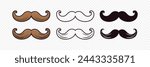 Vector Isolated Mustache Set. Face Party Decoration for Portrait, Stencil. Cartoon Flat Illustration, Santa Claus Mustache Shape, Silhouette. Fathers Day Symbol