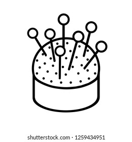 Vector isolated needle bar on white background. Flat line icon of sewing instrument. Patchwork, needlework tool. For atelier, logo, design.