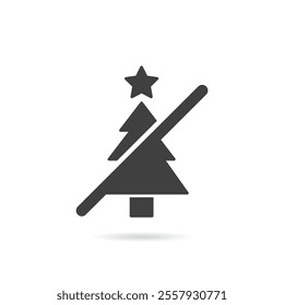 Vector Isolated No Christmas Tree Icon