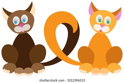 Vector isolated object. Vector cats in love on a transparent background