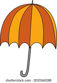 Vector isolated object double color open umbrella. Rainy weather. Colorful umbrella