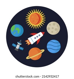 Vector isolated objects on theme of space for use in web design