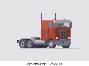 Vector isolated old american semi truck