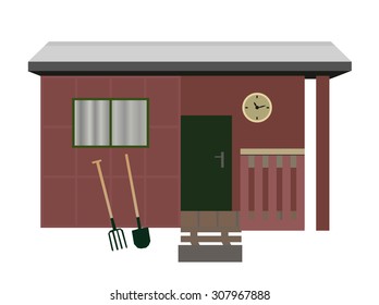 Vector Isolated Old Garden Shed