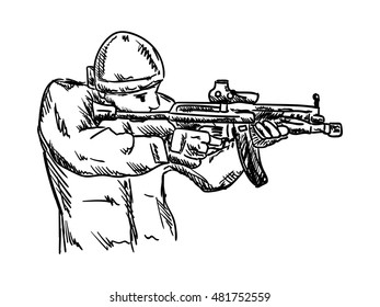 Vektorgrafik einzeln auf Hintergrund - Soldat