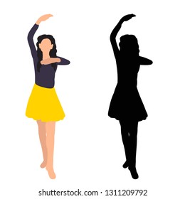 vector isolated on white background silhouette of a child dancing