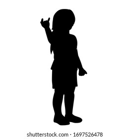 vector isolated on white background black silhouette little girl