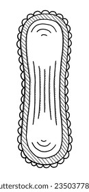 VECTOR ISOLATED ON A WHITE BACKGROUND DOODLE ILLUSTRATION OF A DISPOSABLE SANITARY PAD