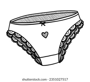 VECTOR ISOLATED ON A WHITE BACKGROUND DOODLE ILLUSTRATION OF WOMEN'S UNDERPANTS