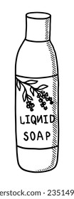 VECTOR ISOLATED ON A WHITE BACKGROUND DOODLE ILLUSTRATION OF LIQUID SOAP FOR INTIMATE PLACES