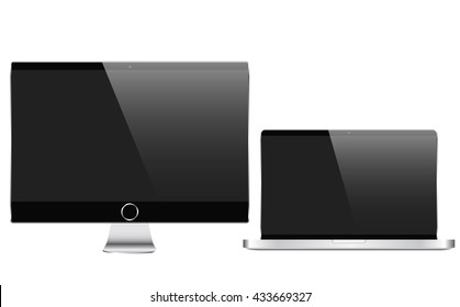 Vector isolated on white mock of laptop and computer