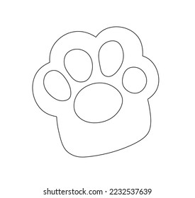 Vector isolated one animal cat dog bear paw with pads colorless black and white closed line contour stencil template for cutting