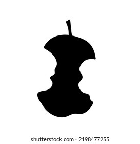 Vector Isolated One Apple Core Colorless Black Outline Silhouette Shadow Shape