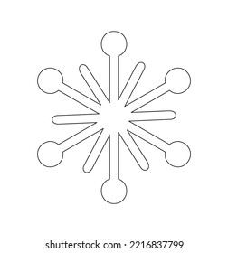 Vector isolated one beautiful snowflake six point with rounded ends line symbol decoration tattoo. Vector layout for plotter laser cutting of paper, cardboard, plastic, plywood, cnc