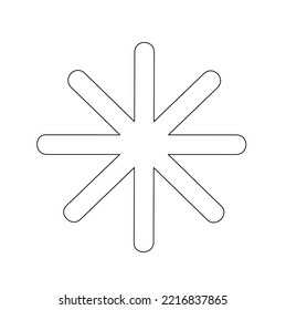 Vector isolated one beautiful snowflake six point with rounded ends line symbol decoration tattoo. Vector layout for plotter laser cutting of paper, cardboard, plastic, plywood, cnc