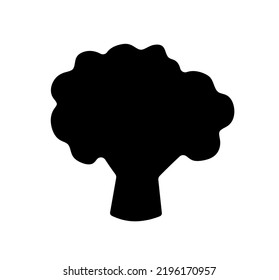 Vector isolated one broccoli or cauliflower inflorescence colorless black outline silhouette shadow