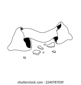 Vector aisló una galleta rota con uso de predicción plantilla de papel blanco transparente línea de contorno negro y blanco incoloro dibujo fácil