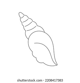 Vector aislado de un cono de cubierta marina incoloro línea de contorno negro y blanco fácil dibujo