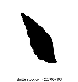 Vector isolated one cone sea shell  colorless black and white outline silhouette shadow shape
