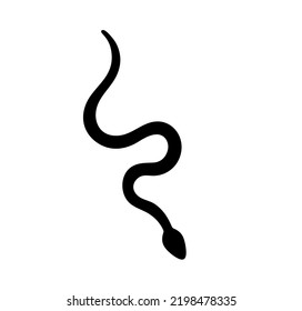 Vector isolated one crawling snake top view colorless black outline silhouette shadow shape