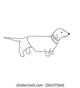 Vektorgrafik einzeln auf einer süßen Karikaturdachshund mit einer farblosen, schwarz-weißen Konturlinie, leicht zu zeichnen