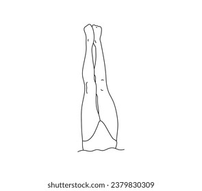 Vector aisló a una chica de buceo patas de natación sincronizada línea de contorno negro y blanco incoloro dibujo fácil	