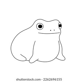 Vector isolated one dude doodle smiling funny frog toad colorless black and white contour line easy drawing