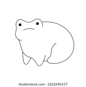 Vector isolated one dude doodle sad frog toad colorless black and white contour line easy drawing