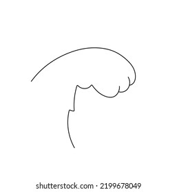 Vector isolated one elegant cat paw colorless black and white contour single line easy drawing