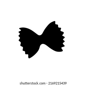 Vector isolated one farfalle macaroni black colored outline silhouette symbol