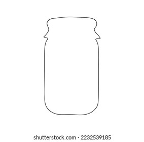 Vector isolated one glass jar with cloths on top colorless black and white closed line contour stencil template for cutting
