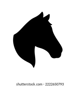 Vector aislado una cabeza de caballo retrato vista lateral de la vista de la silueta de la forma del contorno blanco y negro incoloro