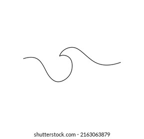 Vector isolated one line simple wave fine line drawing  Single line wave minimal tattoo sketch 