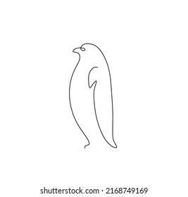 Vector isolated one line single line penguin colorless black and white line art drawing