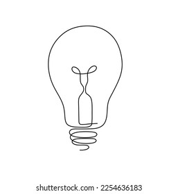 Vector isolated one line single contemporary line bulb glass lamp colorless black and white contour line easy drawing