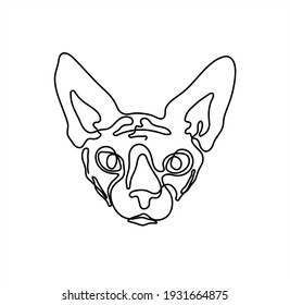 Vector isolated one line the sphinx cat head single line drawing