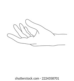 Vector isolated one man outstretched hand arm palm up colorless black and white contour line easy drawing