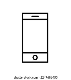 Vector isolated one mobile phone smartphone with round button colorless black and white line icon logo symbol pictogram infographic element 