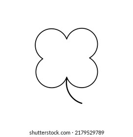 Vector isolated one quatrefoil clover leaf colorless black and white contour line symbol
