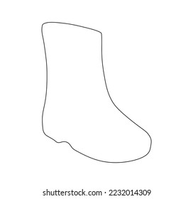 Vector isolated one rubber boot view colorless black and white closed line contour stencil
