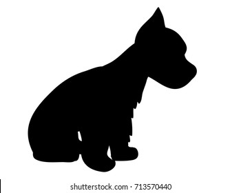 vector, isolated one silhouette of a dog sitting