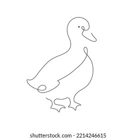 Vektor einzeln auf eine silberne Linie Ente Gänse farblos schwarz-weiß Kontur leicht zeichnen